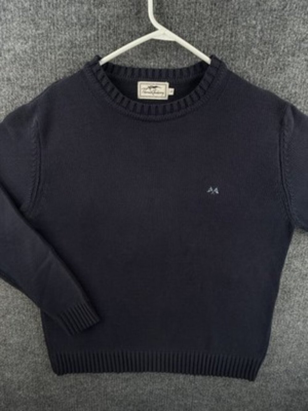 Thomas Burberry Crew Neck Logo Long Sleeve Blue Pullover Men Large Sweater Knit
